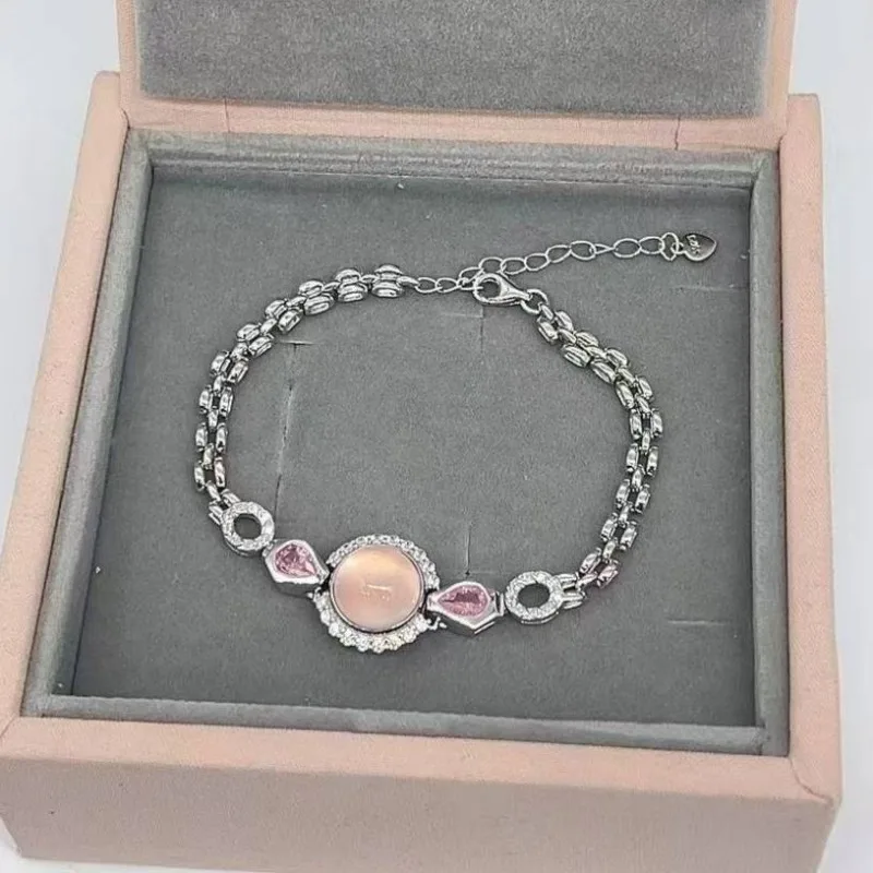 SACE GEMS New 925 Sterling Silver 10MM Natual Rose Quartz Gemstone Bracelrts for Women Engagement Cocktail Party Fine Jewelry