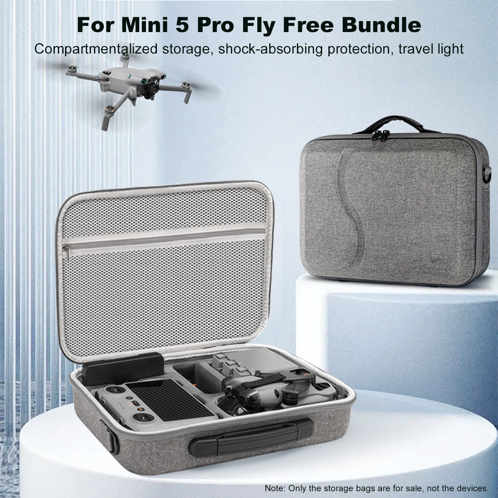 Portable Shoulder Bag Protective Hard Shell Travel Storage Case for Mini 5 Pro and RC 2 Remote Controller