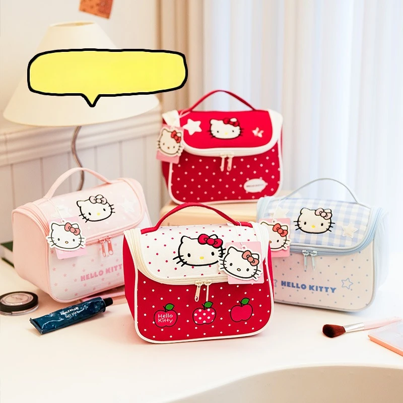 

Hello Kitty New Portable Cosmetic Bag Cartoon Cute Women's Cosmetic Bag Large Capacity Fashion Travel Storage Toiletries Bag