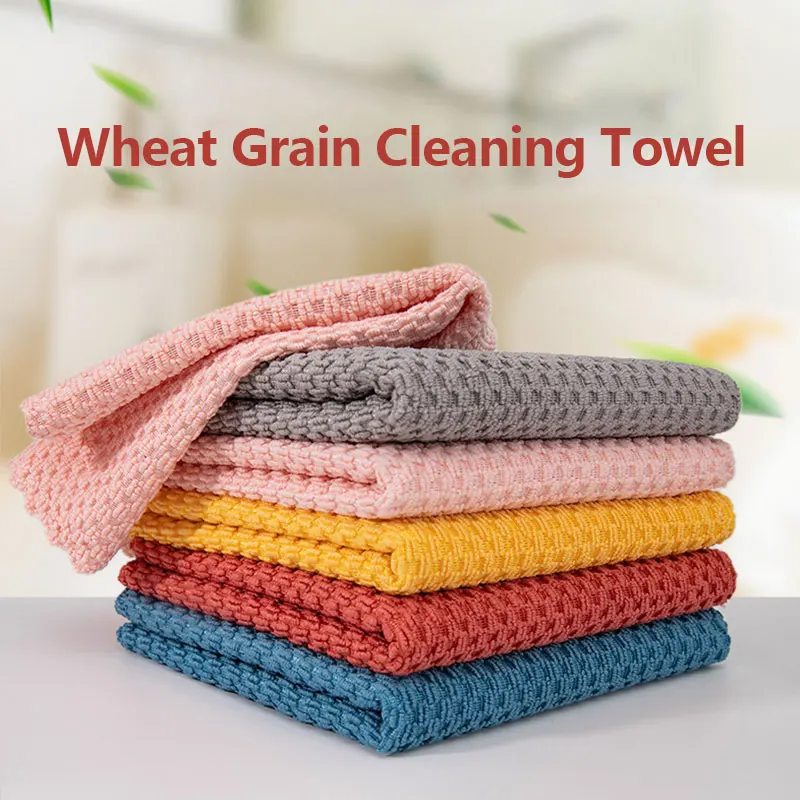 5Pcs Kitchen Cleaning Cloths Soft Absorbent Dishcloth Coral Fleece  Wiping Towel Rags Household Cleaning Cloth 30X30CM