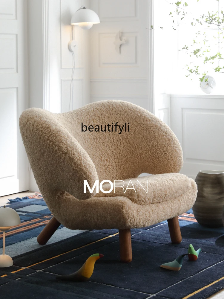 

Small apartment medieval single sofa chair North American black walnut casual single chair