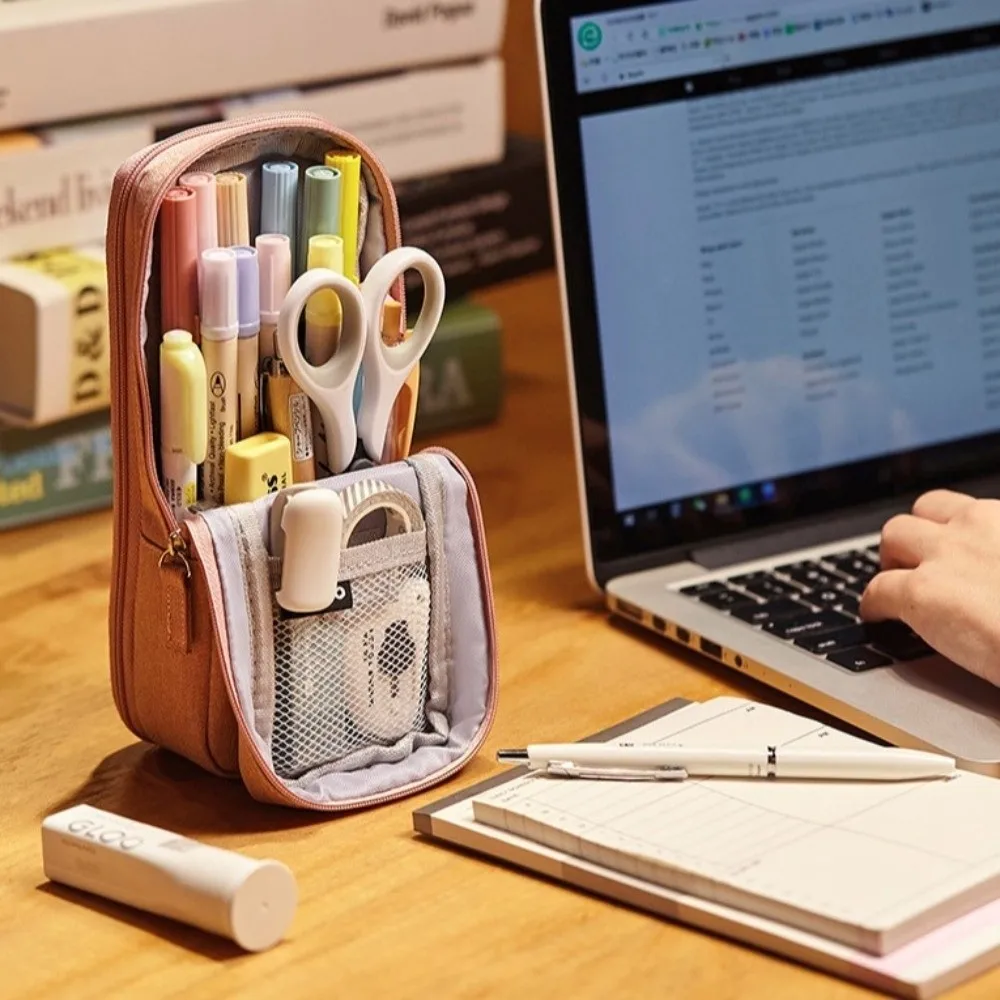 

Large-capacity Folding Pencil Case Double-layer Aesthetic Pen Storage Bag Zipper Portable Student Stationary Boxes Children