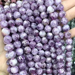 6 8 10MM Natural Stone Purple Emerald Round Gemstone Spacer Round Beads For Jewelry Making DIY Bracelet Necklace 7.5''inches