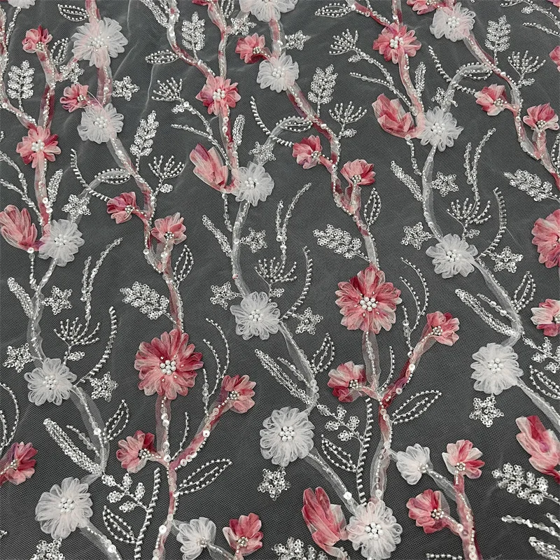 1yard Hot selling Sequined lace plate embroidery fabric & lace Dress wedding cheongsam fabric