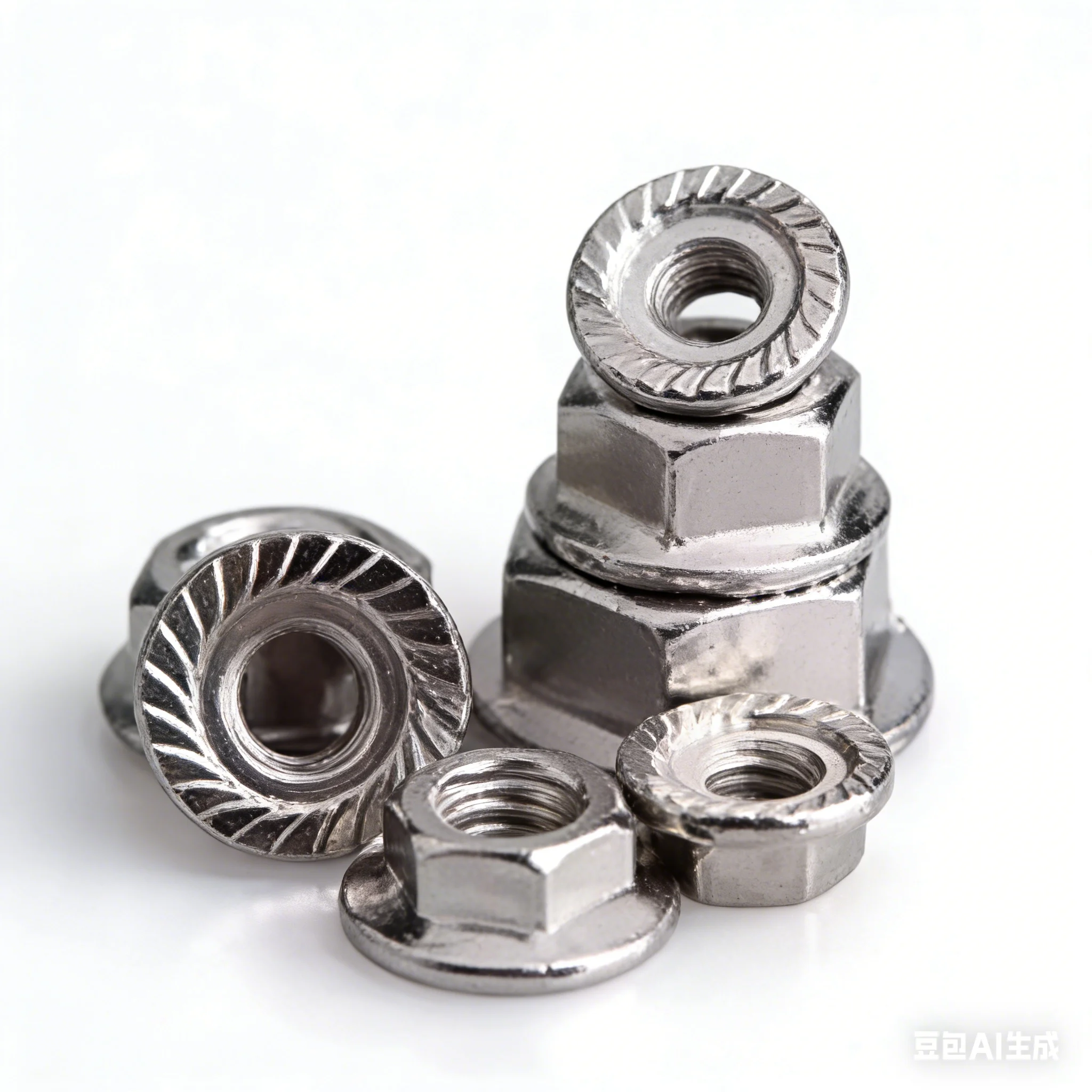 DIN6923 304/316 Stainless Steel Flange Nuts, M3-M16 Serrated/Non-Serrated Hex Flange Lock Nuts for Fastening