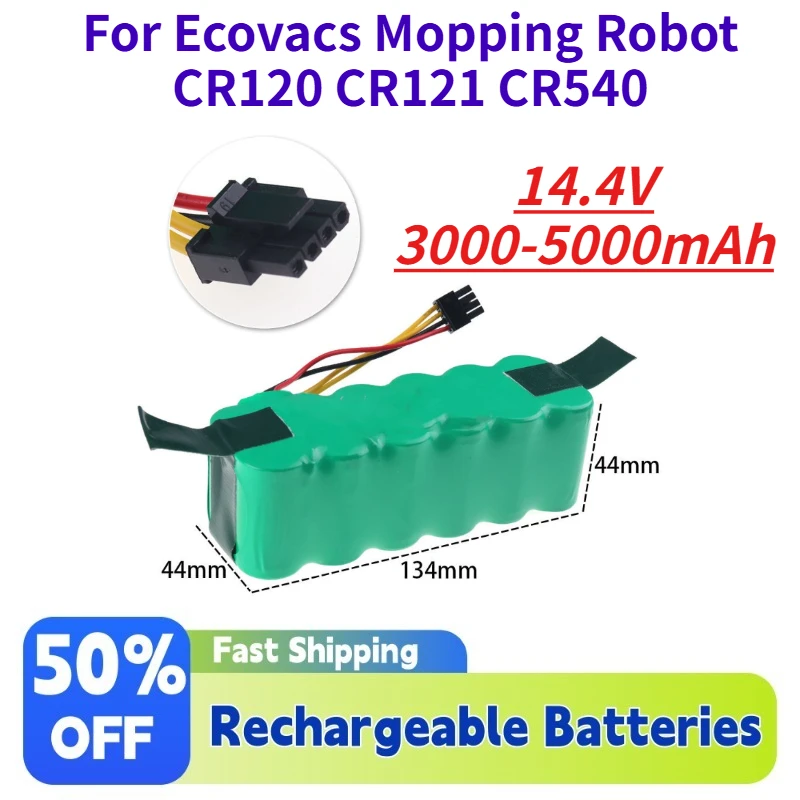 14.4V 3000-5000mAh Vacuum Cleaner NI-MH Battery Compatible with Midea L103B for Ecovacs Mopping Robot CR120 CR121 CR540