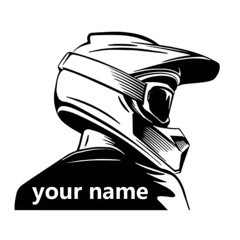 Custom Name Motocross Helmet Wall Sticker Vinyl Home Art Decor Kids, Rider Bedroom Fashion Decor Rider Helmet Wall Sticker Mt07