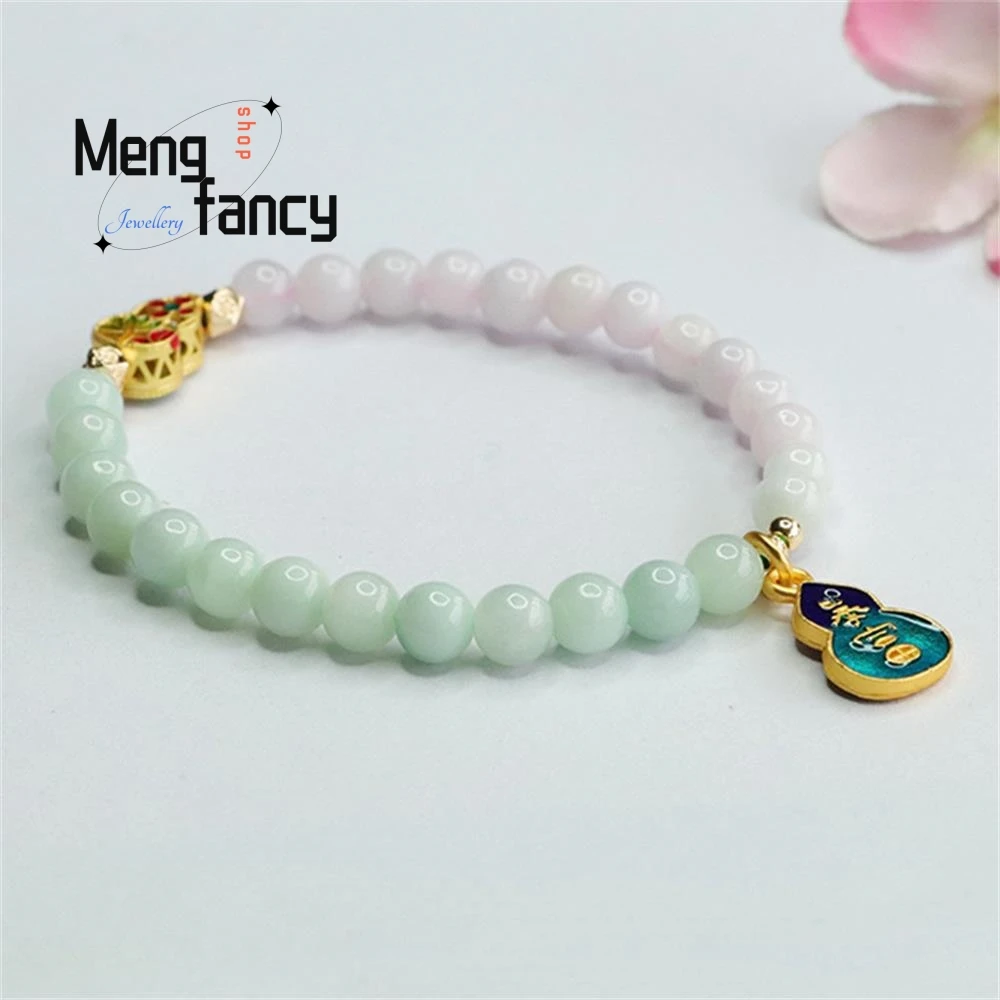 Natural Myanmar A-goods Two Colours Jadeite Bracelet Exquisite Elegant Fashion High-grade Luxury Quality Jewelry Holiday Gifts