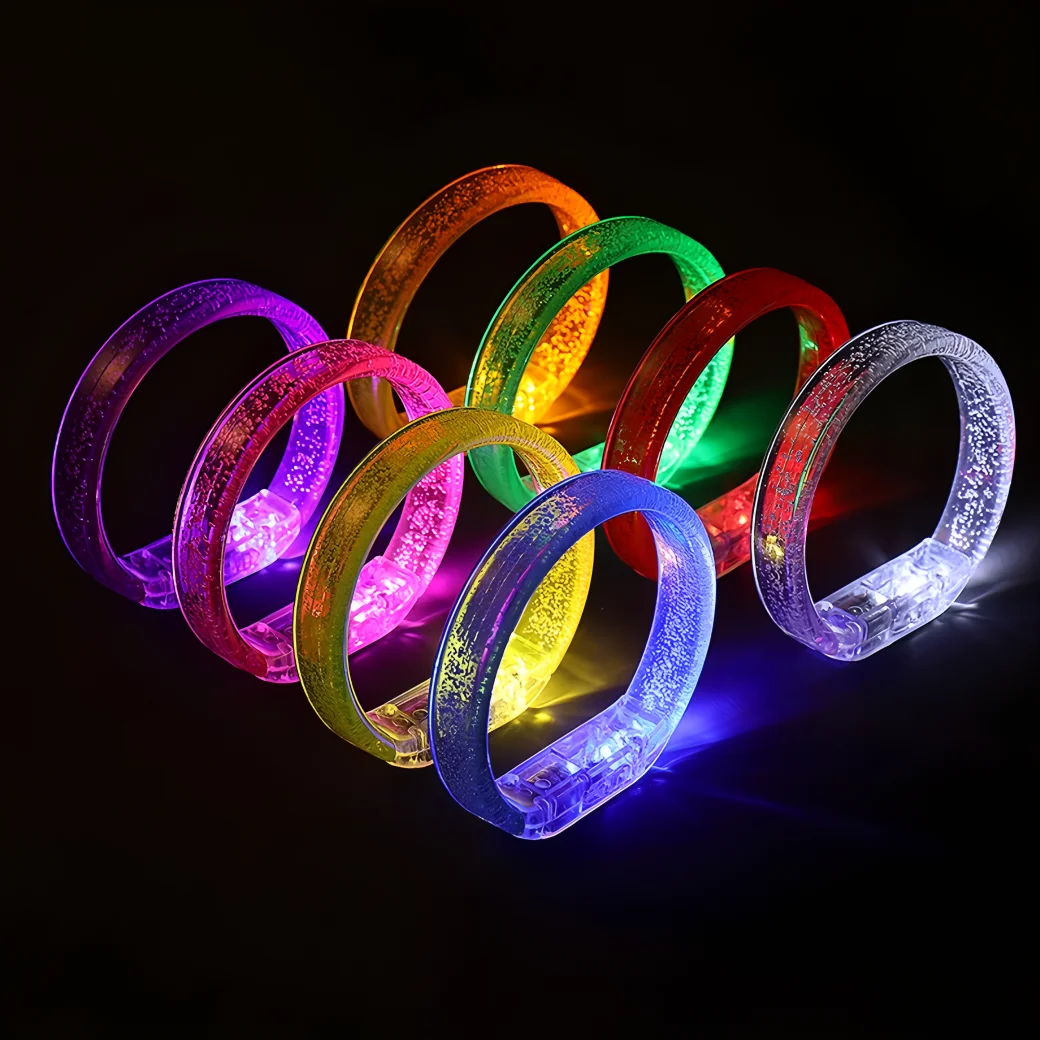 

50pcs/lot LED Bubble Bracelets Mardi Gras Party Supplies Flashing Light Up Bangle Christmas Birthday Treasure Box Fillers