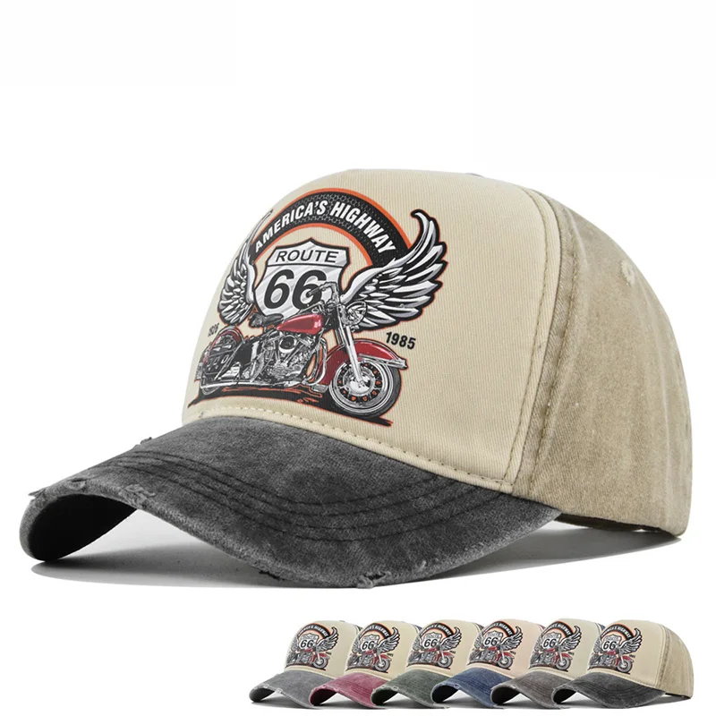 

Spring/Autumn Men And Women's ROUTE66 Baseball Cap Motorcycle Truck Letter Duck Tongue Hat Golf Travel Camp Beach Sunshade Hat