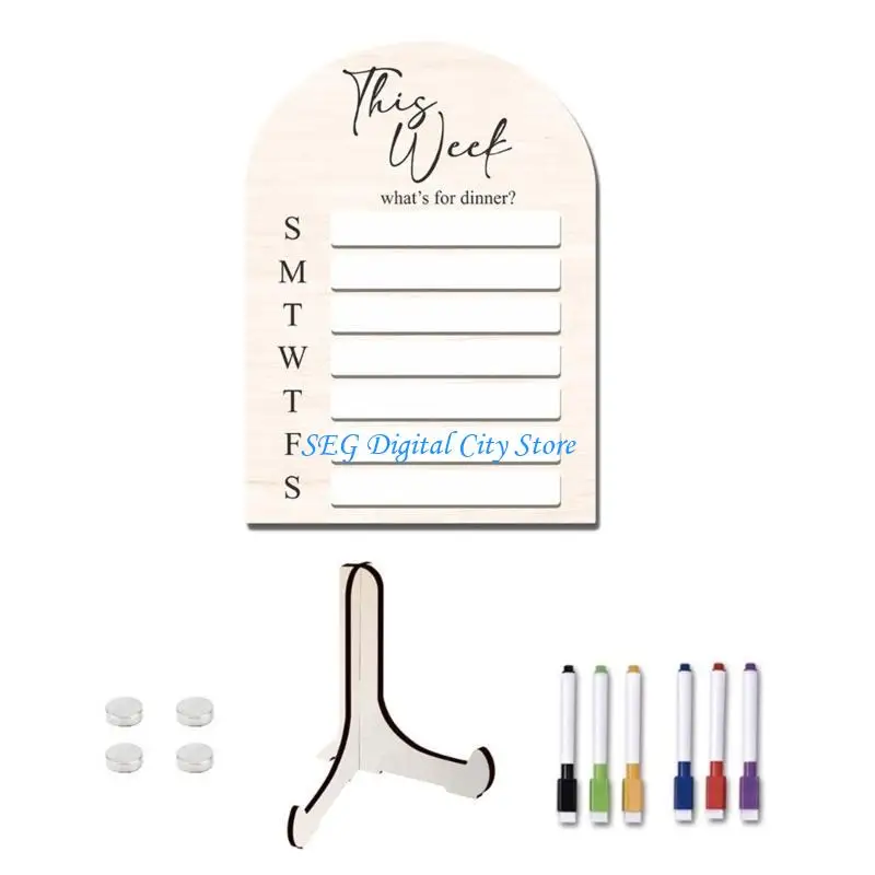 U75B Wooden Fridge Whiteboard Weekly Planner Kitchen Weekly To-do-list Board