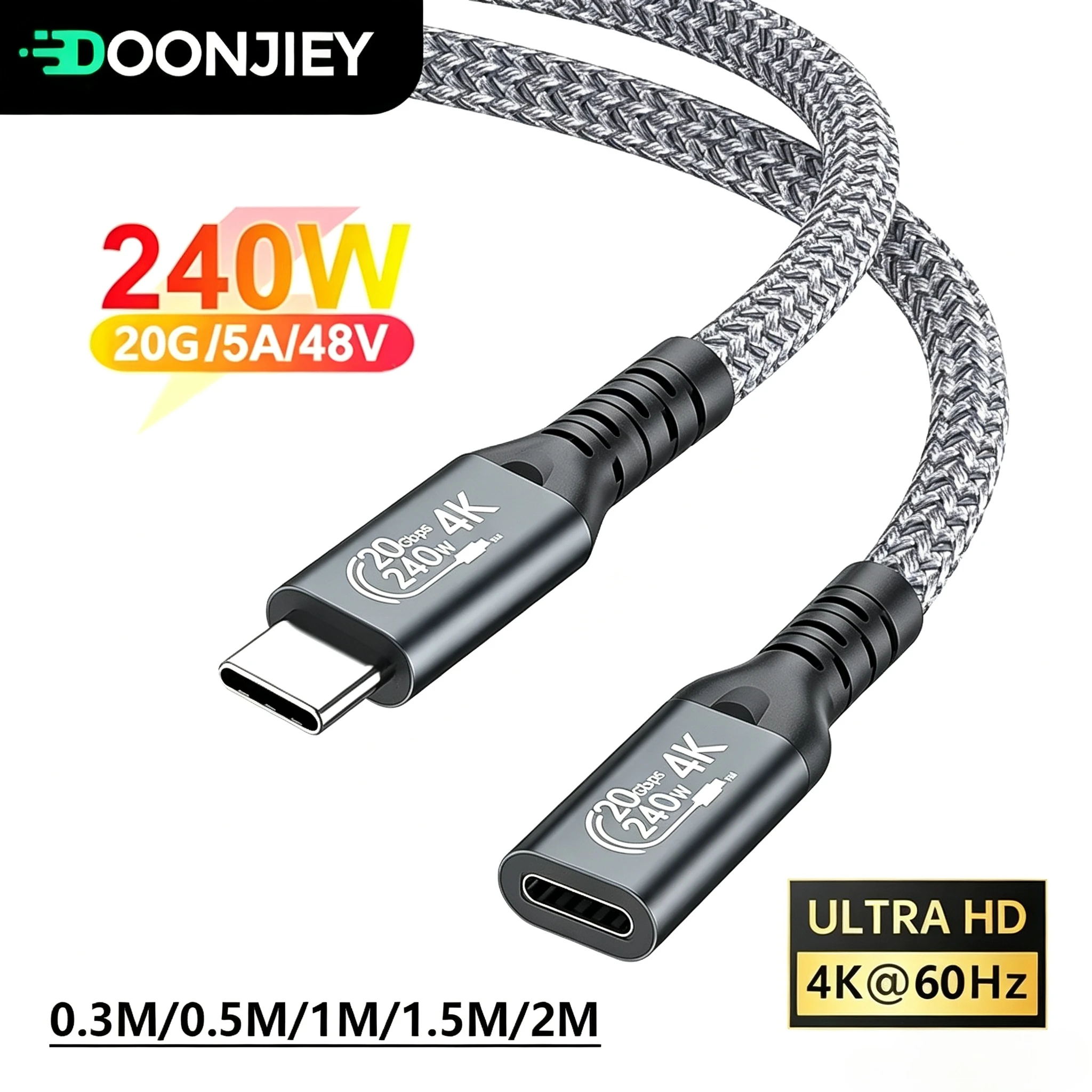 USB Type C Extension Cable 3.2 USB-C to Type-C Female Extender PD240W Charge Data Cord for Thunderbolt 3 MacBook Nintendo Switch
