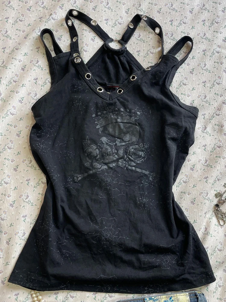 

Vintage Original Bla Print ter Ne Top American Retro Design Women's Summer Svel Cotton Polyester Blend T-irt