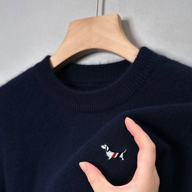 

Exquisite Brand Men's Wool Sweater High Quality Hot Sales Dog Embroidery Knit Pullover Winter New Casual Sports Warm Men's Wear