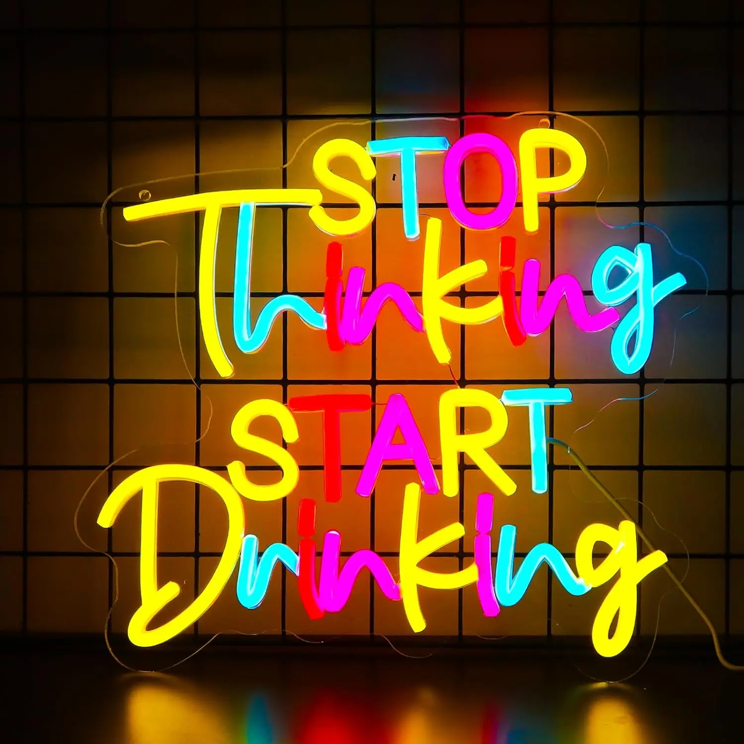 

Stop Thinking Start Drinking LED Neon Sign USB Dimmable Neon Light for Man Cave Club Cinema Game Room Bar Party Wall Decor Gift