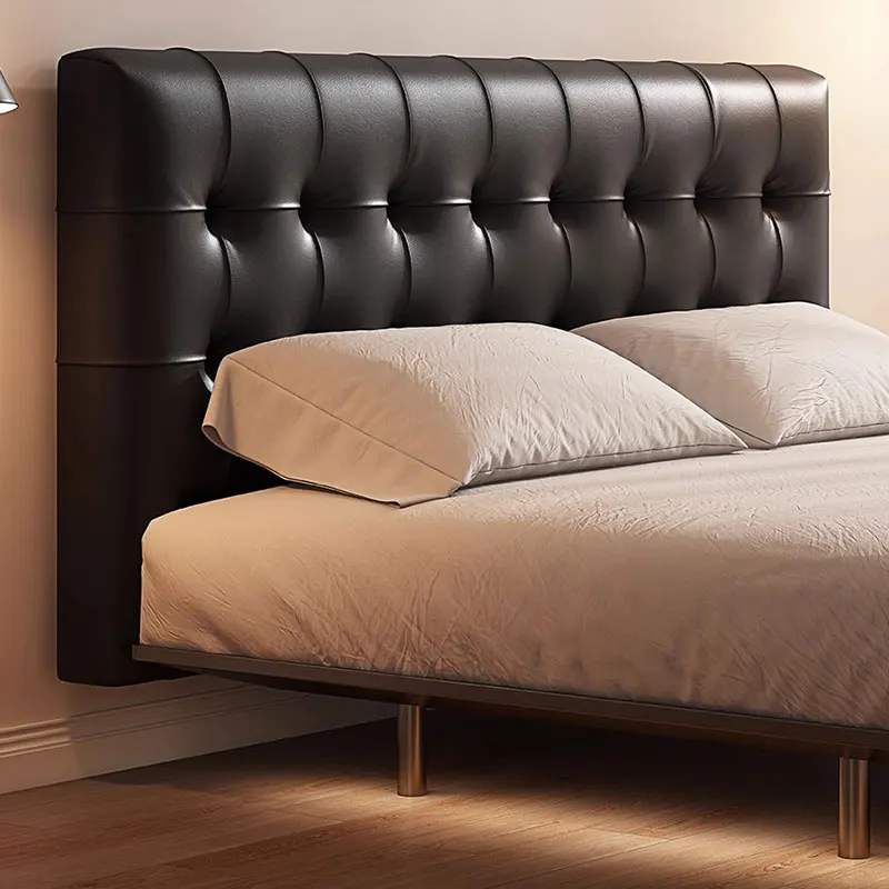 

Ultra-thin, tofu cubes, suspended, bed master bedroom, modern, simple, leather bed, stainless