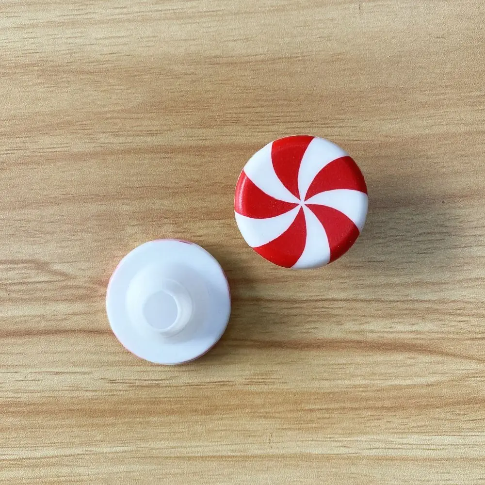 10 Uds. Cubierta de botón de perilla navideña de caramelo de menta, cubierta redonda de silicona para colgar en árbol de Navidad, cubierta de perillas de cajón MIini roja