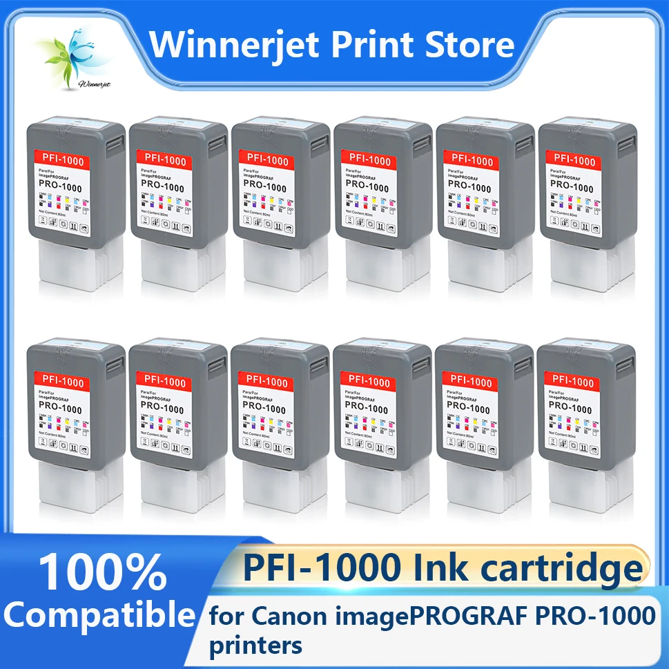 PFI-1000 PFI1000 80ml Compatible Ink Cartridge With Pigment Ink With One Time Sue Chip for Canon ImagePROGRAF PRO-1000 Printer