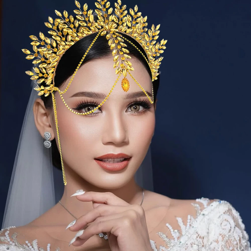 

DZ131 Luxury Bridal Headband Crystal Women's Crown Fashion Wedding Party Birthday Tiara Vintage Festive Hair Jewelry for Girls