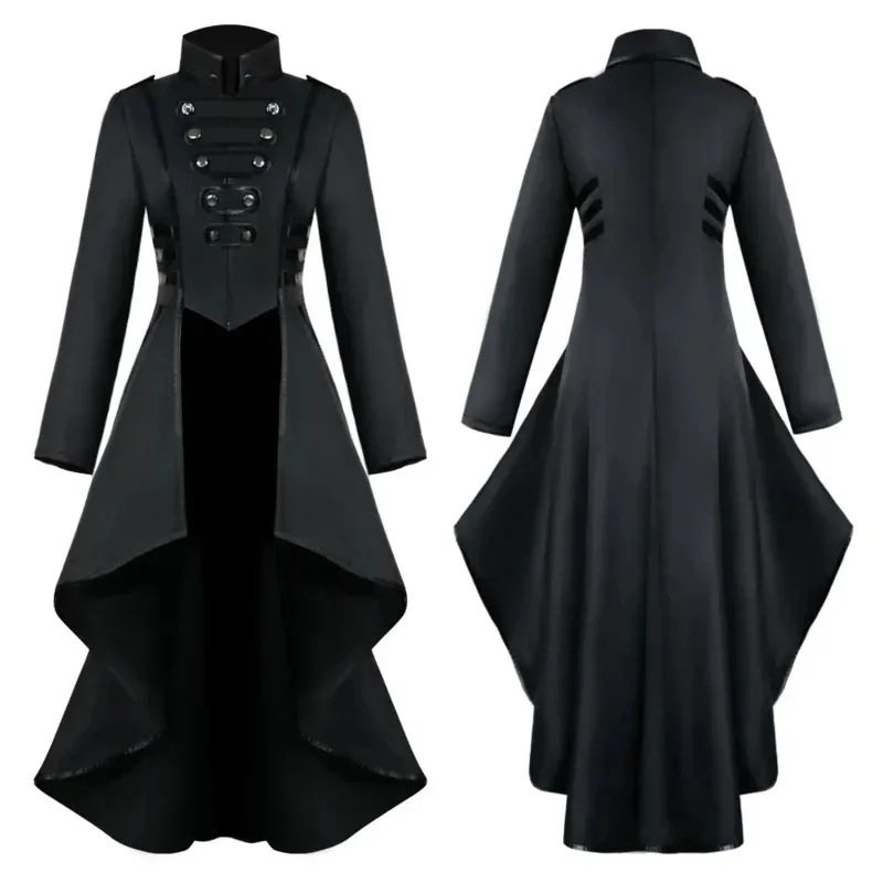 's Vintage Medieval Steampunk Cospaly Tuxedo Retro Long Luxury Gothic Top Halloween Costume Coat Women Dress S-3Xl As;2,k'5,t;8.