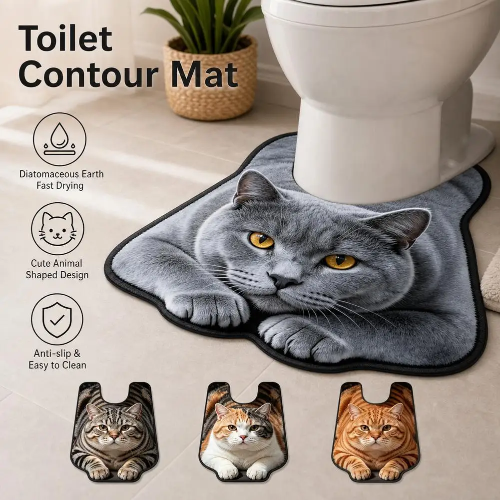 Irregular Animal Bathroom Floor Mat U-Shaped Toilet Seat Mat Diatomaceous Earth Absorbent Splash Proof Non-Slip Bathroom Mat