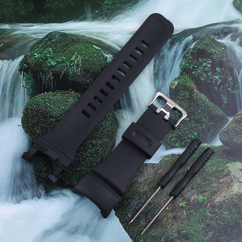 

Replacement Strap for Casio GA-500-1A 4J 7A 5478 GT-R, Men's Black Resin Rubber Sport Waterproof Wristband Bracelet Accessories