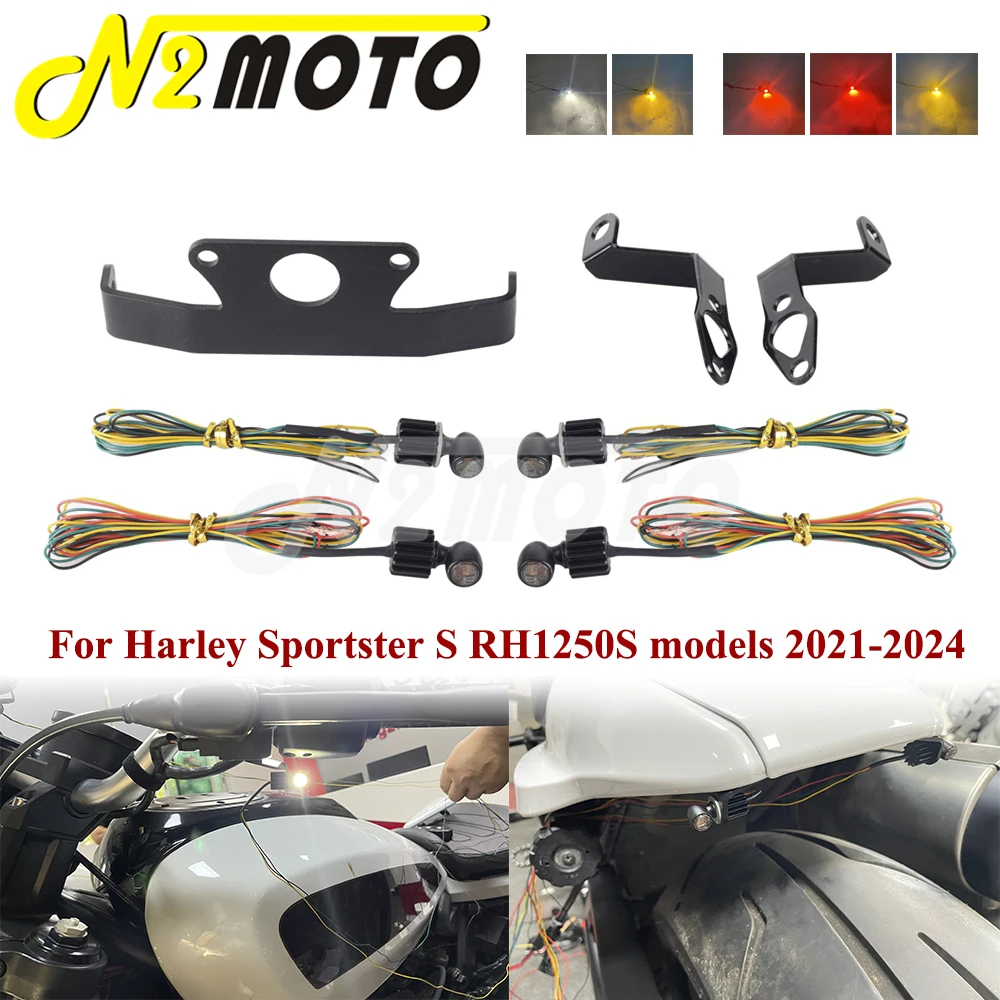 Mini Front Turn Signal Light Motorcycle LED Taillight Rear Brake Flasher Blinker Lamp For Harley Sportster S 1250 RH1250S 21-24