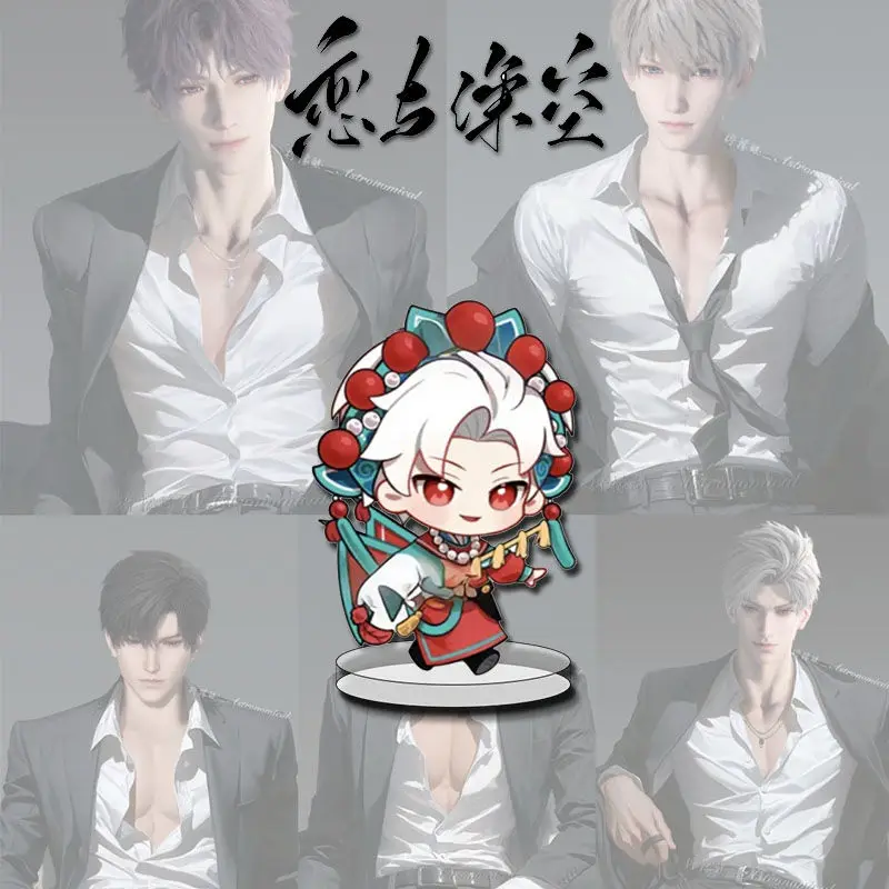 Q نسخة أنيمي الحب و Deepspace Caleb تأثيري لطيف الاكريليك حامل الملحقات جمع سطح المكتب الحلي هدايا عيد الميلاد