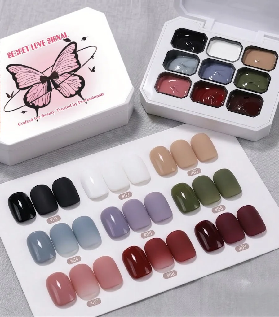 9-Color Solid Gel Nail Polish, High Saturation Trendy Manicure Gel, Single Layer Application Easy Color Gradient, Perfect Gift