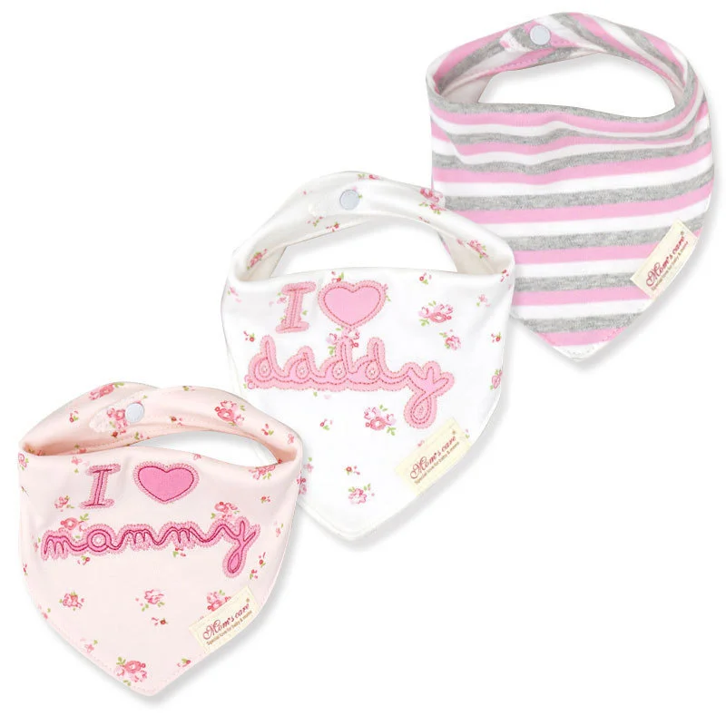 

3Pcs/Set Cute Baby Triangle Bibs Print Saliva Towel Infant Feeding Apron