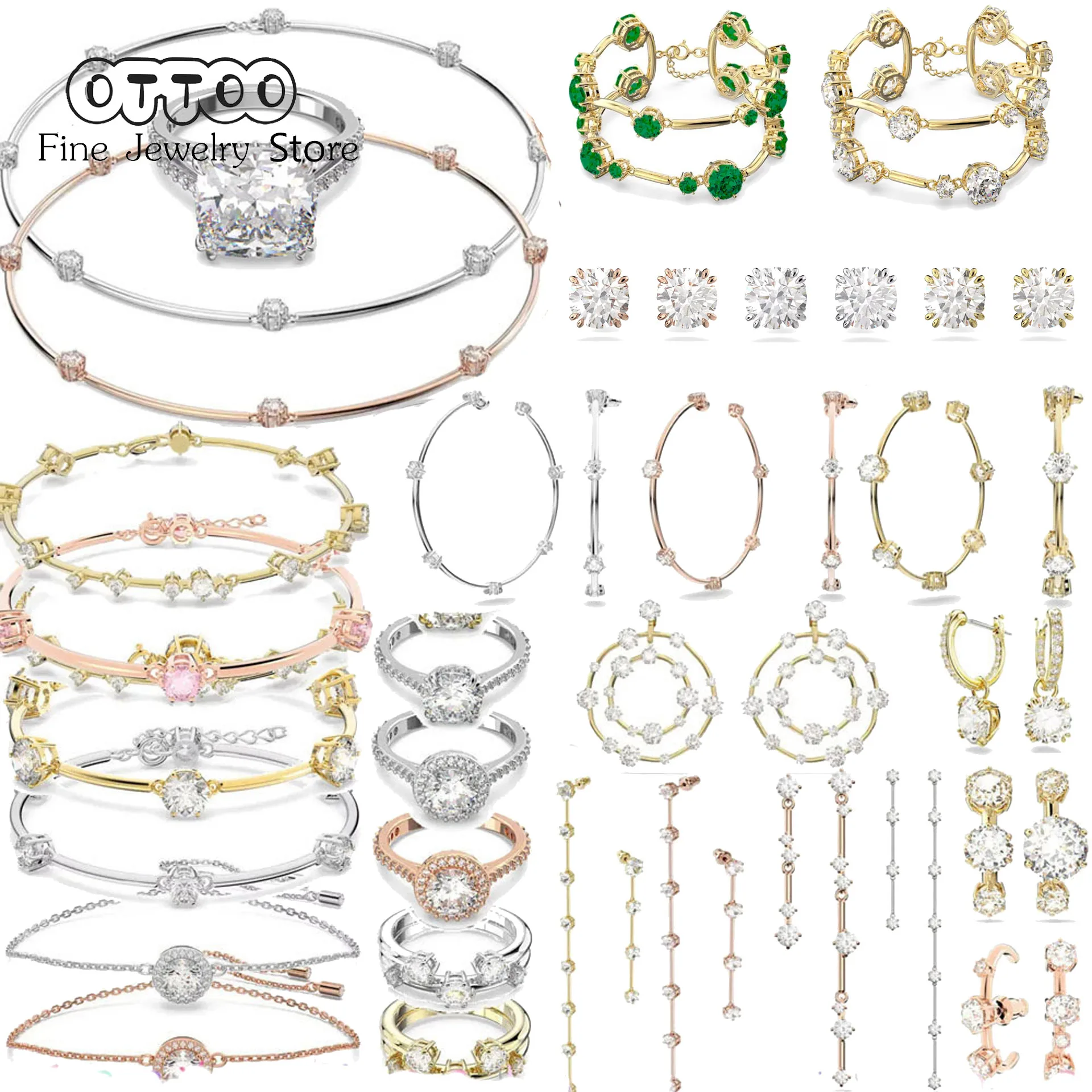 

Charms 2026 New Fine Jewelry Sets for Women Stainless Steel Geometric Luxury Golden Crystal Charms Women Party Accessories