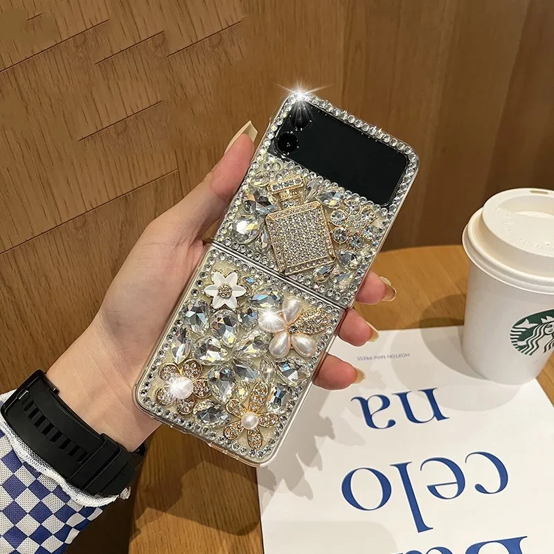 

for Samsung Flip 5 Case Luxury Glitter Diamond Rhinestone Bling Galaxy Z Flip 4 Cover Z Flip 3 Cute ZFlip5 Autumn Z5 Zlip Cases