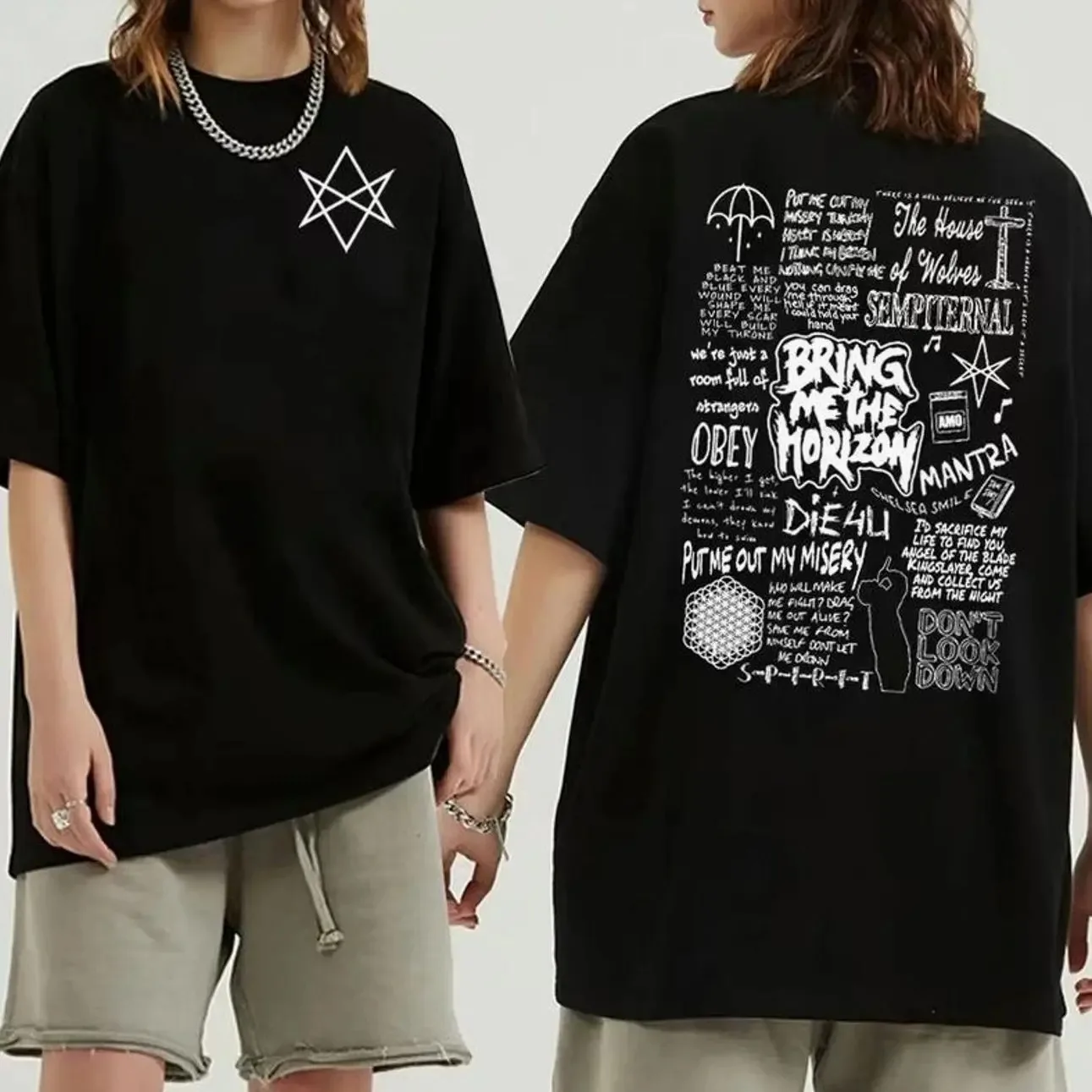 Bring Me The Horizon Unisex Rock-Musik T-Shirt, klassischer Band-Stil, O-Ausschnitt, Kurzarm-T-Shirt, bequeme Freizeitkleidung für Männer. – Detail 2