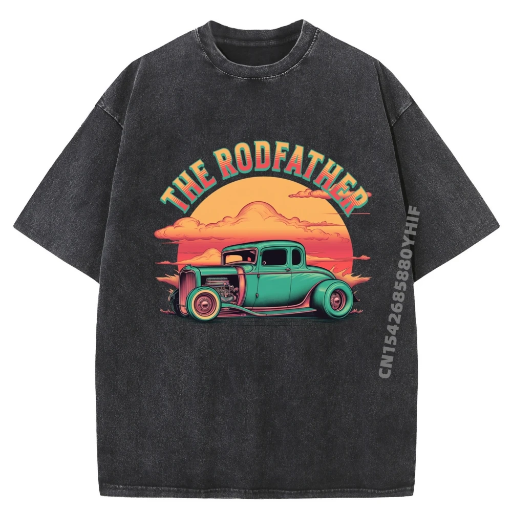 

Последние футболки с принтом The Rodfather Hot Rod, хлопковая мужская удобная футболка с рисунком, уличная стираная рубашка для мужчин