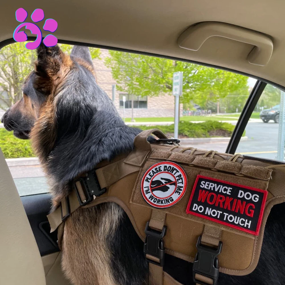 Service Dog Harness Separate Stickers for Large Dogs Do Not Touch Working Pet Cloth Embroidered Patches Service Dogs Accessories