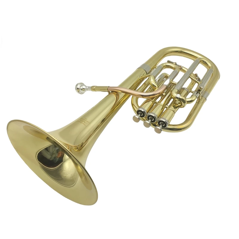 Chinese Handmade Baritone Factory Price Brasswind Instrument Gold Lacquered Baritone Horn