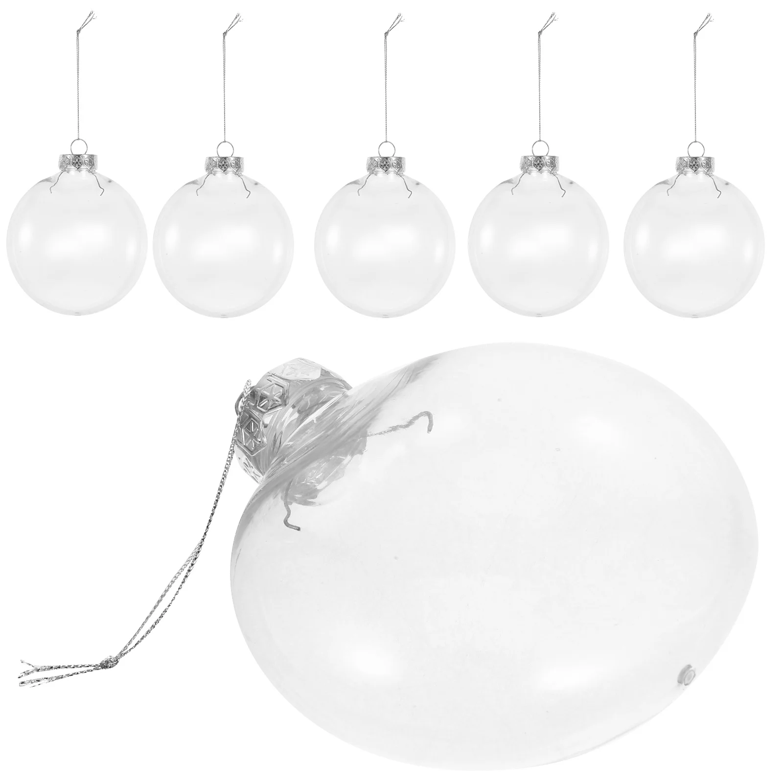 

6Pcs 10cm Transparent Pet Christmas Bauble Balls Clear Fillable Discs for Tree Decoration DIY Craft Projects Fillable Discs