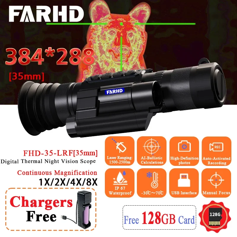 

FARHD 384x288 8-14мкм 35 мм, тепловизор для охоты, ночного видения, прямые продажи