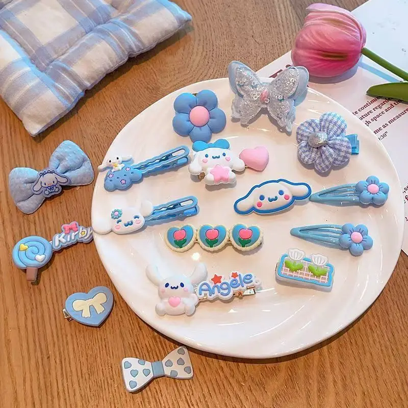 16pcs/set Sanrio Children's Hair Clip Cute Kuromi Headwear Set for Little Girls with Bangs and Side Clip Hair Accessories