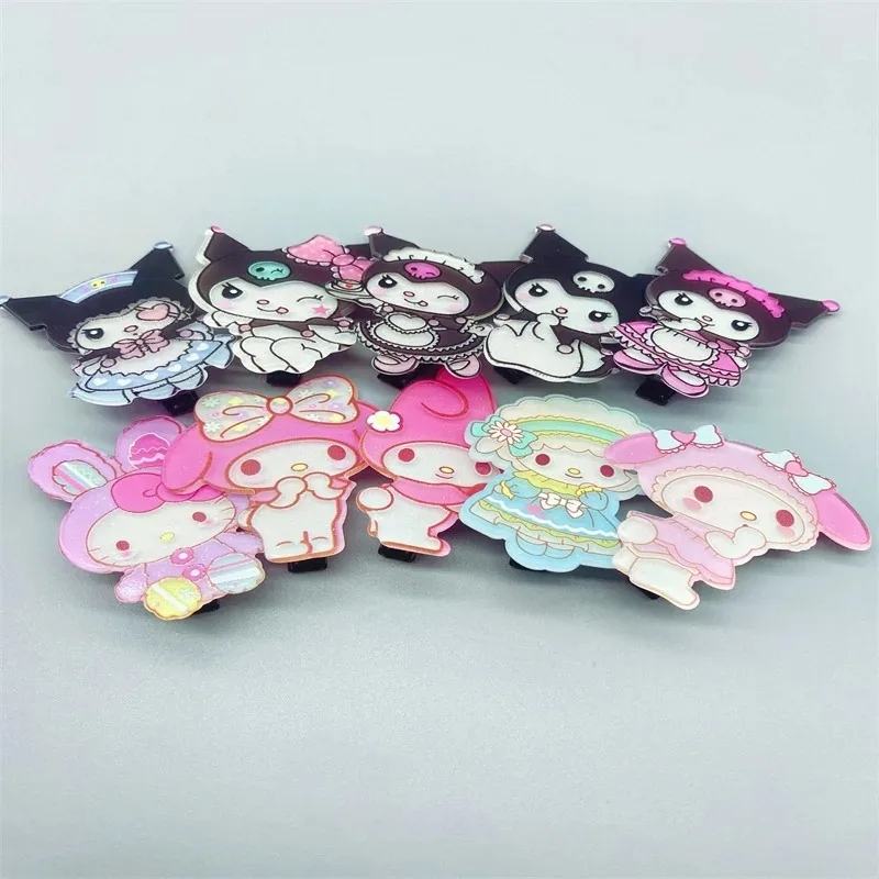 

Sanrio Kuromi Acrylic Hairpin Cartoon Anime Action Figure My Melody Anime Merchandise Decoration Cute Girl Hairpin Birthday Gift