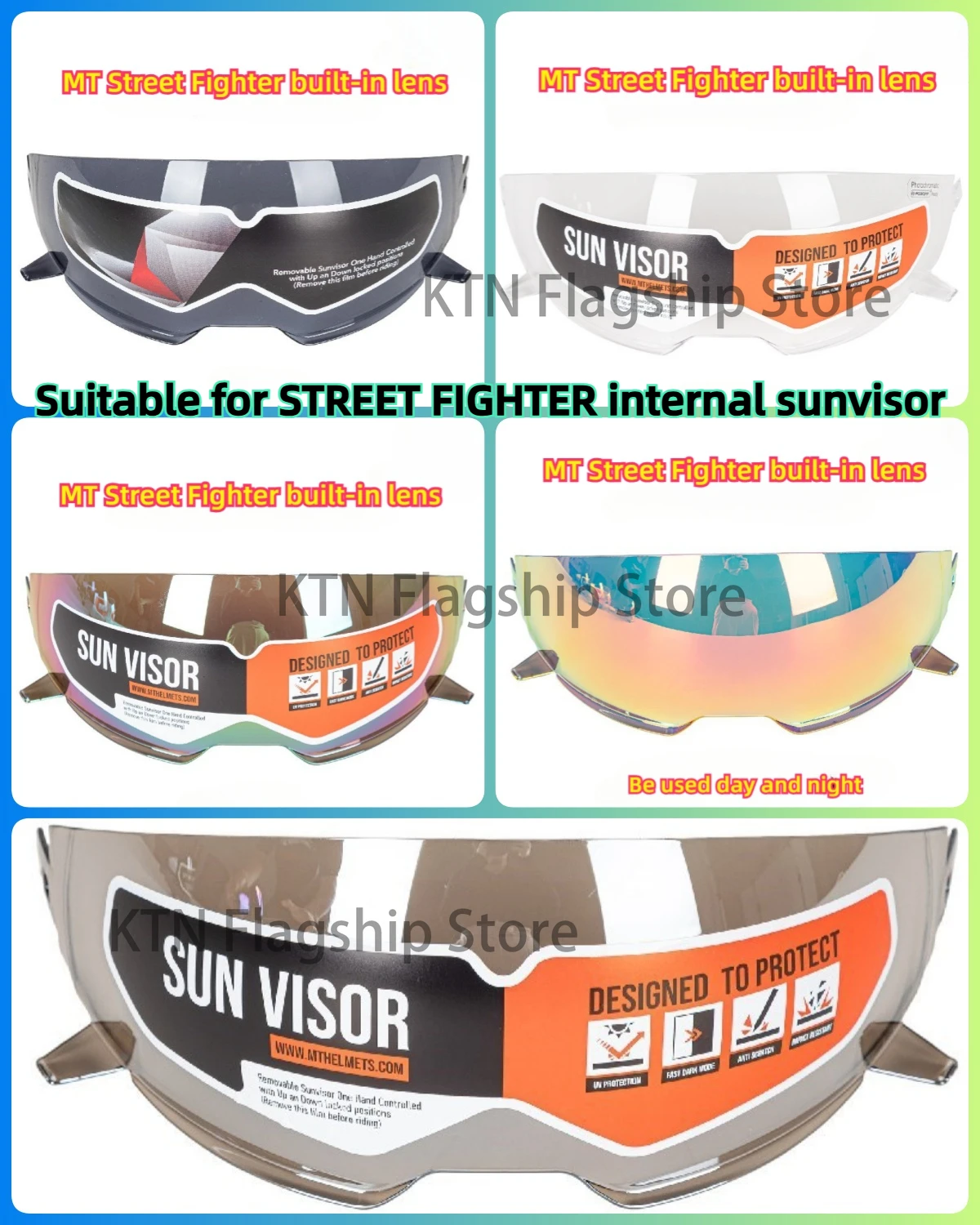 Helmet lens MT STREET FIGHTER Replacement lens for STREET FIGHTER internal sunvisor helmet mask accessories