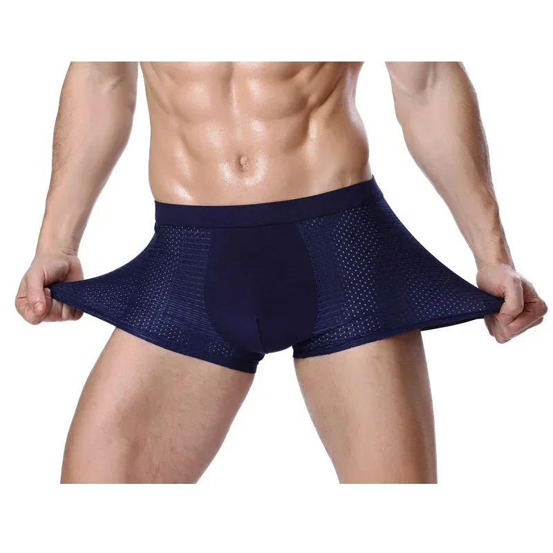 4XL Plus Banboo Fiber Men Underwear Male Boxer Solid Panties Shorts Men\'s Underpants Breathable Intimate Man Boxers