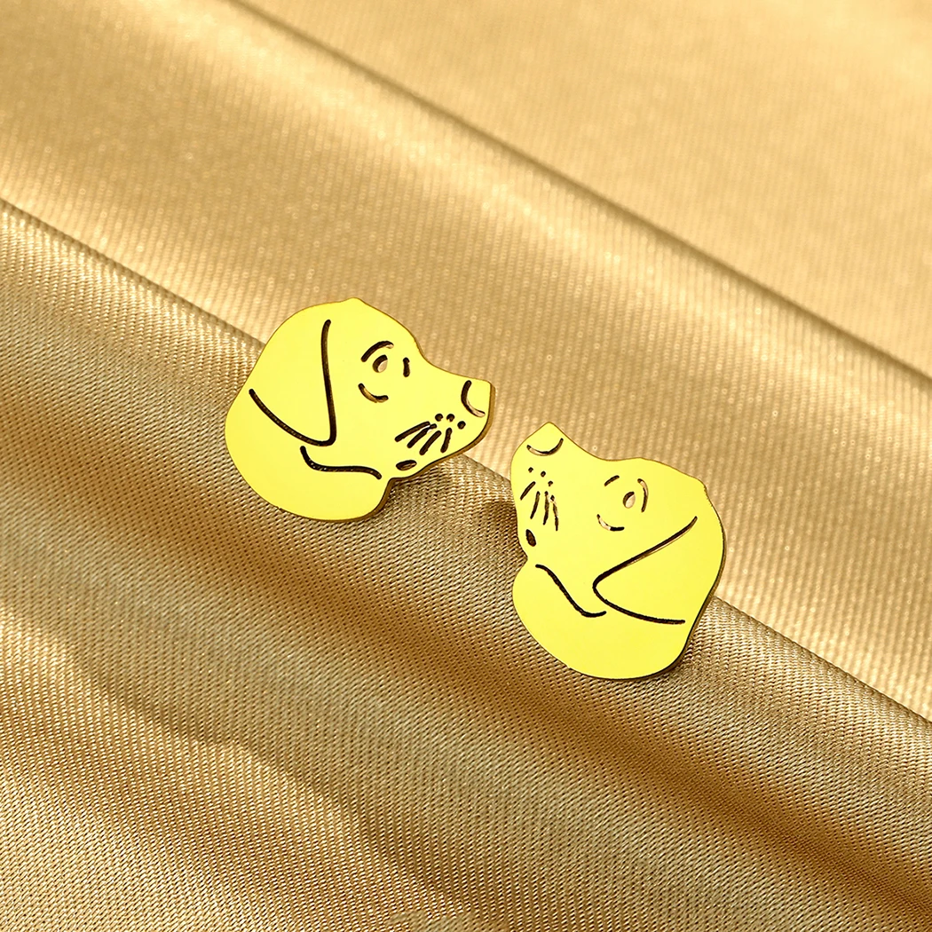 Todorova Cute Dog Head Stud Earrings Stainless Steel Animal Earrings for Women Men Punk Jewelry Birthday Party Gift