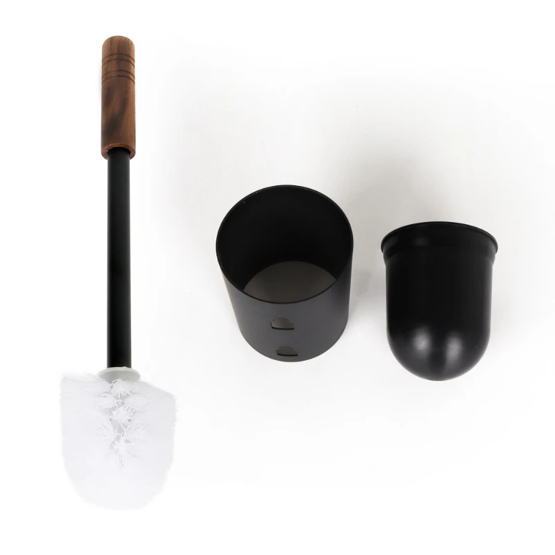 

Walnut long handle toilet brush set Toilet brush with stand High-end soft bristle cleaning dead-end pail cleaning brush