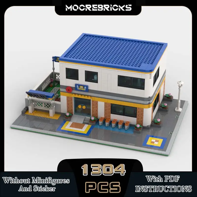 

MOC School Modular Architecture City Street View Model DIY Advanced Difficulty Puzzle Building Blocks Toys Kid's Bricks Gifts