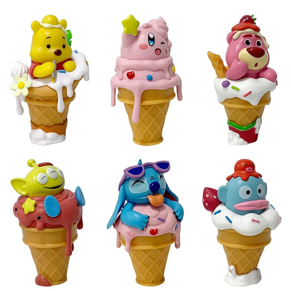 

Disney Star Character Lotso Stitch Winnie Ice Cream Styling Six Styles Garage Kit Dolls Decoration Desktop Ornament Toys Gifts