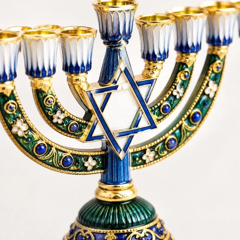 Hanukkah Candelabra Holders 9 Branch Metal Menorah Elegant Jewish Stand for Festives Centerpieces Decoration Y5GB
