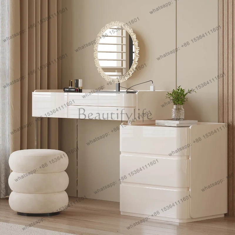 Modern Cream Style baking paint Toiletries Makeup vanity illuminated makeup dressing table dressers desk with mirror Dresser