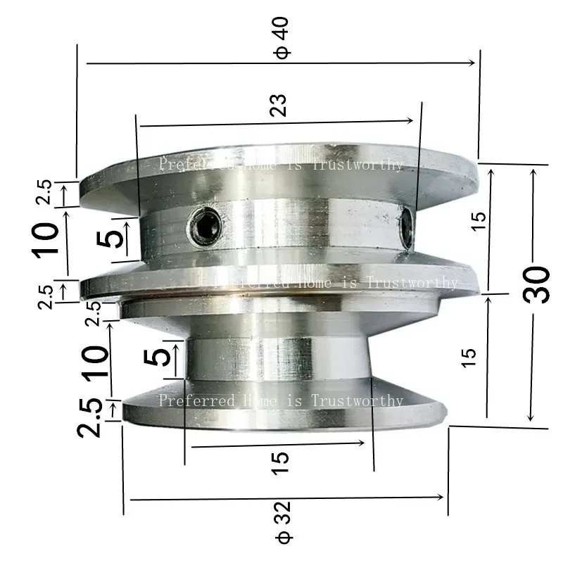 Suitable for 1PC Aluminum Alloy 12 Axis Motor Double Groove Pulley 8-60MM Fixed Hole V-belt Pulley O-triangular Belt