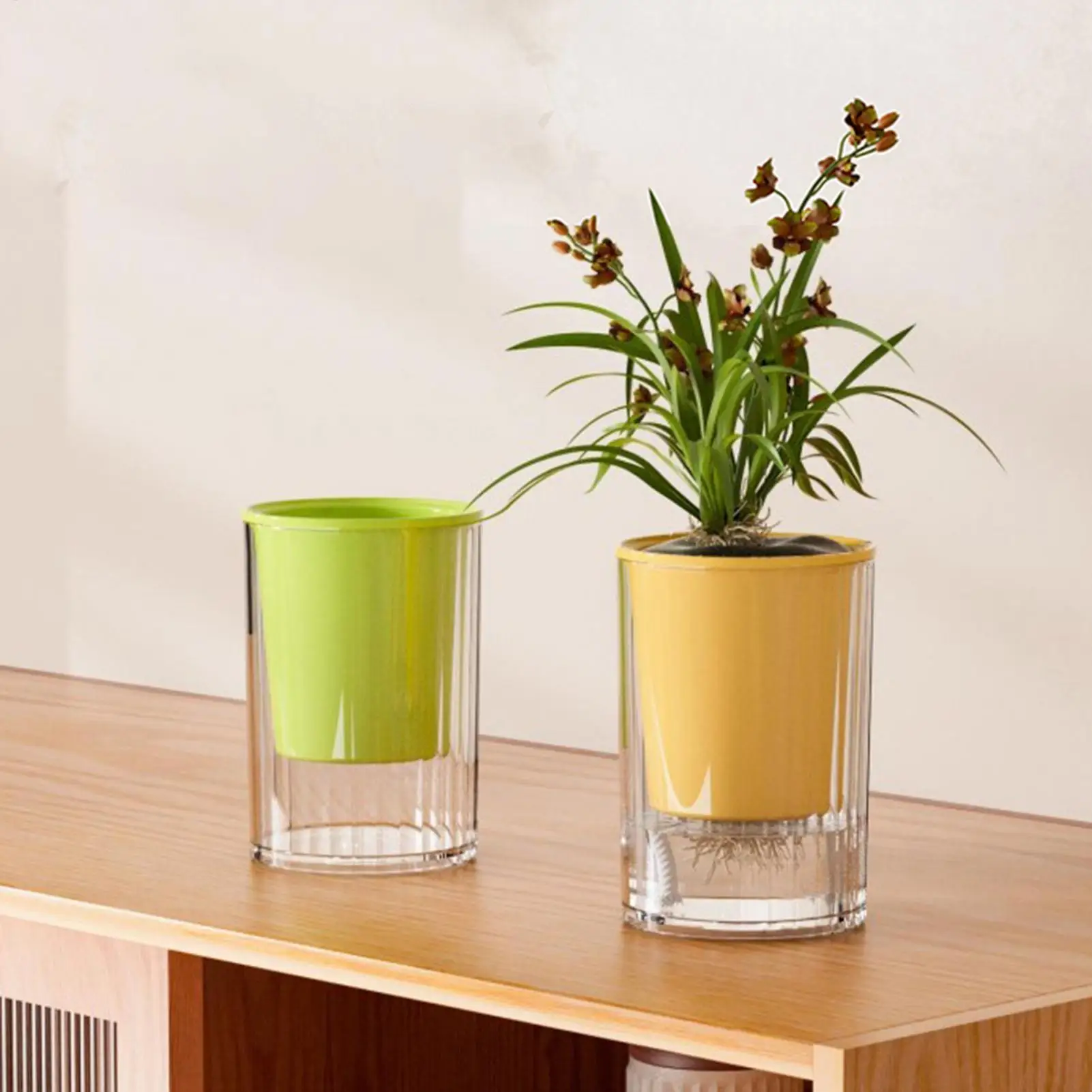 Self Watering Planter Double-Layer Planter Desktop Flower Pots For Gardeners Growers Home Office Apartment Windowsill Balcony